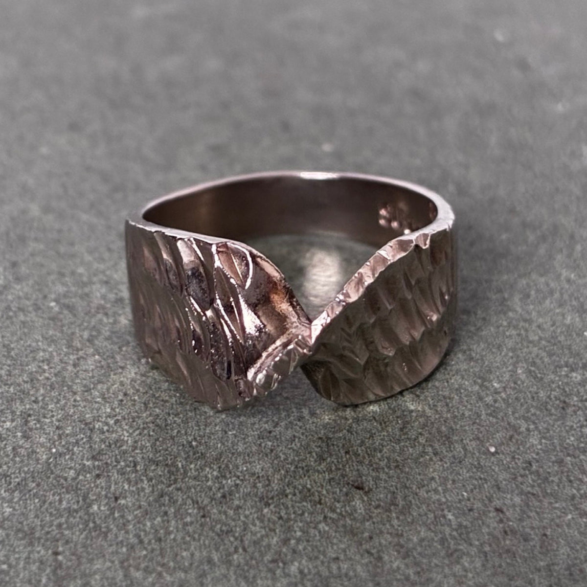 Sterling Sculptural Textured Bypass Ring — Size 5.5