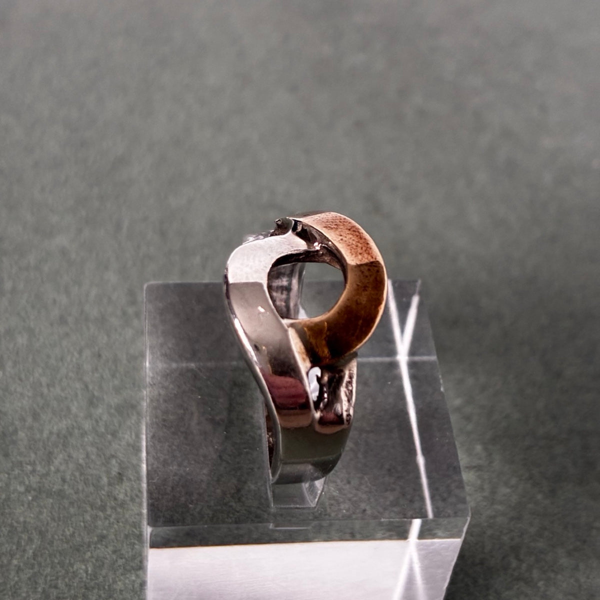 Sterling Two-Tone Modernist Ring Size 6.5