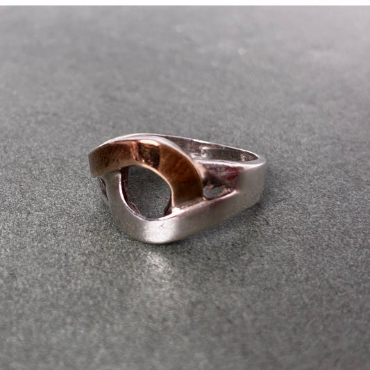 Sterling Two-Tone Modernist Ring Size 6.5