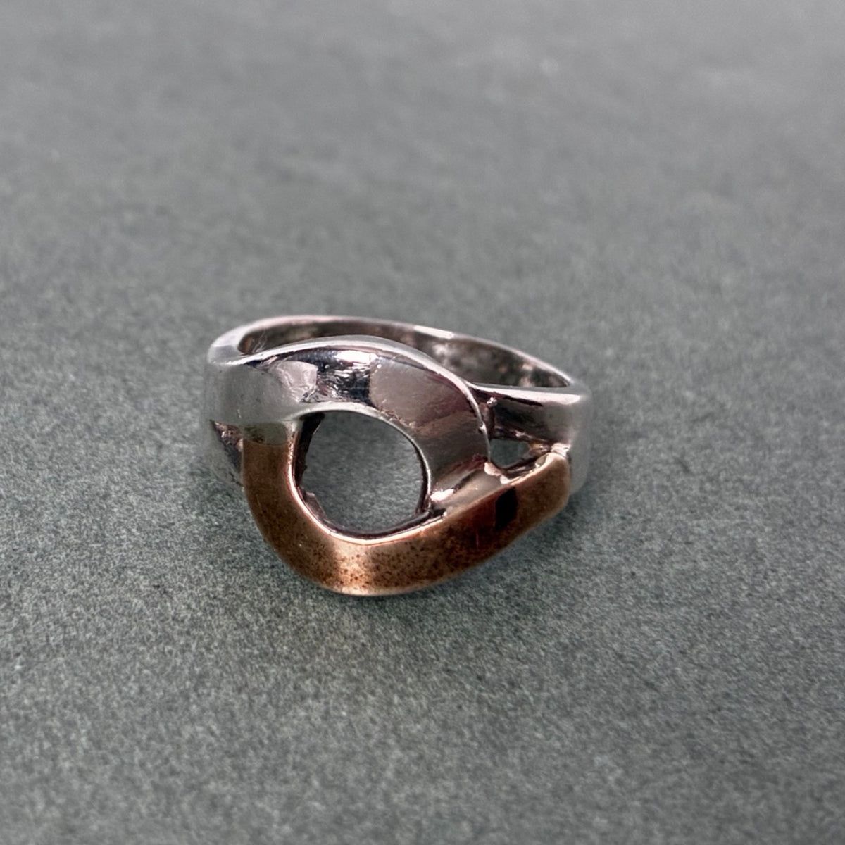 Sterling Two-Tone Modernist Ring Size 6.5