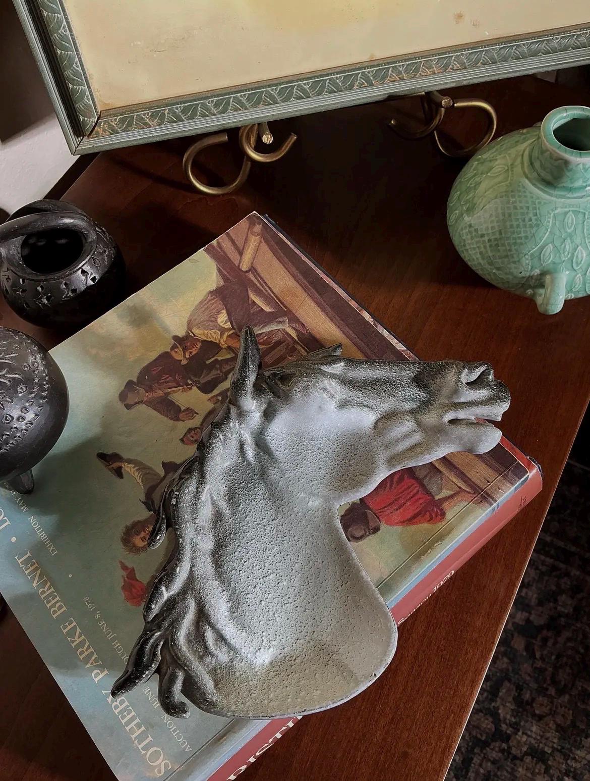 Sculptural Horse Head Dish | Vintage Equestrian Decor | Cast Iron Tray