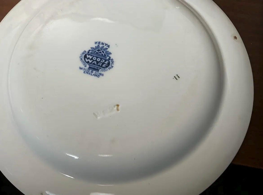 Set of 6 Wood & Sons Kenya Plates | Blue White English Transferware Tableware