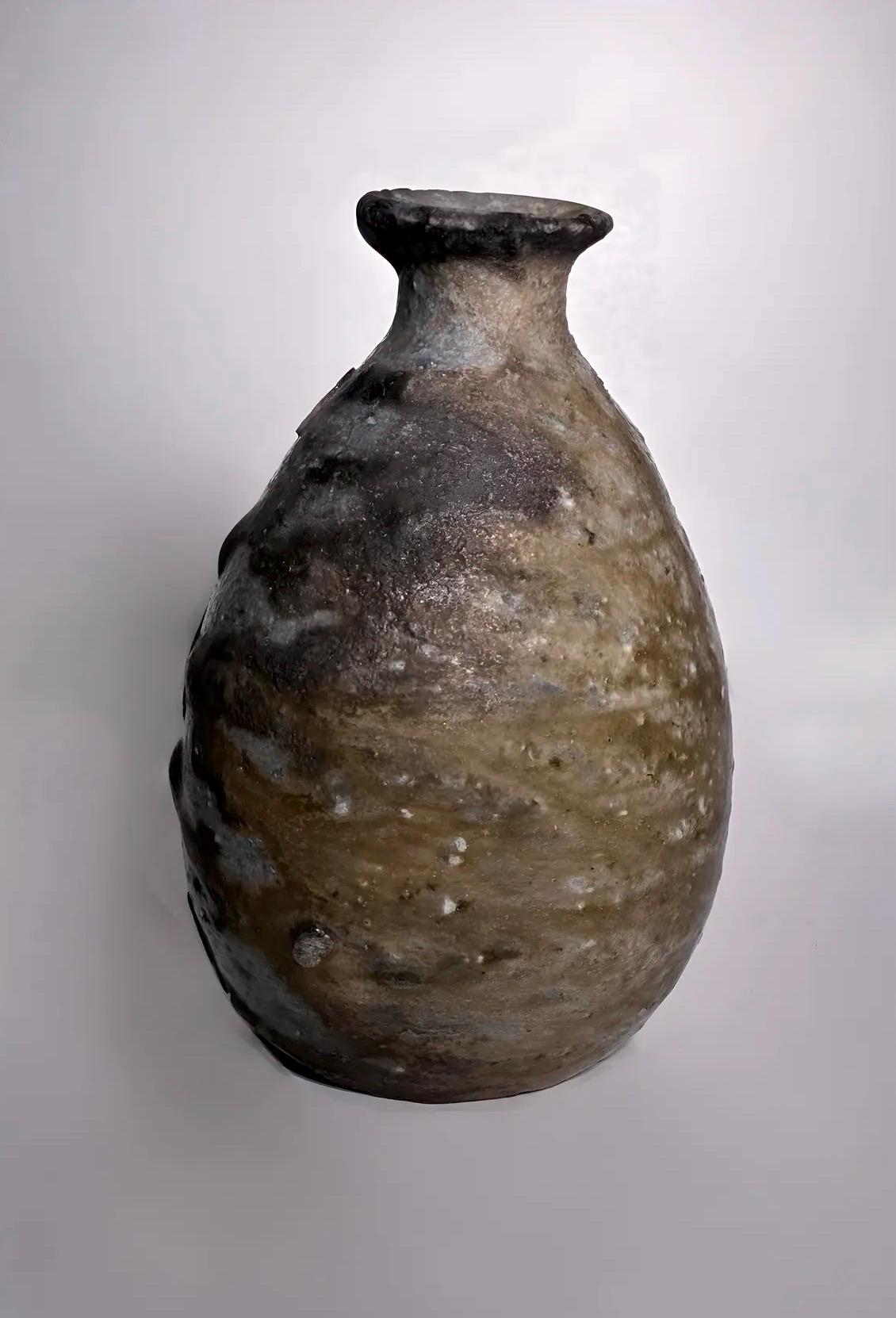 Japanese Studio Pottery Vase | Shell Impressed Stoneware Bud Vase | Organic Modern Decor