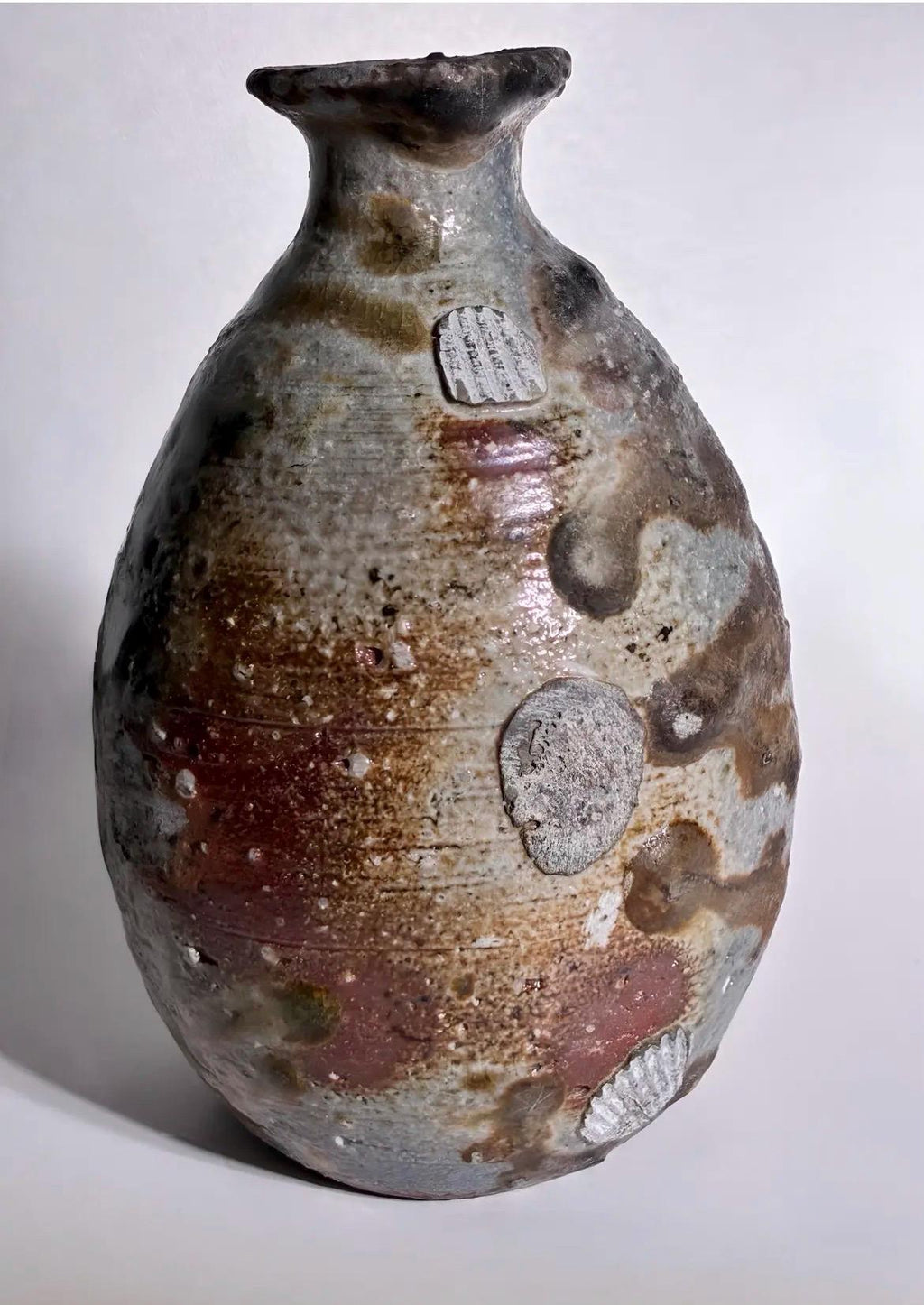 Japanese Studio Pottery Vase | Shell Impressed Stoneware Bud Vase | Organic Modern Decor