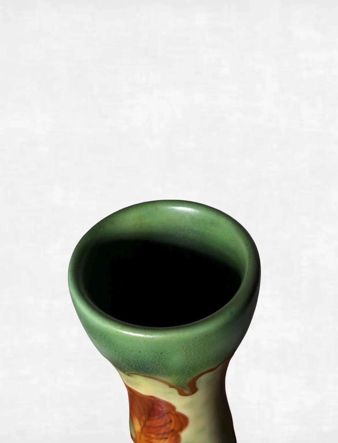 Signed Regina Gouda Holland Hand Painted Vase | Borodi Pattern MCM Dutch Ceramic