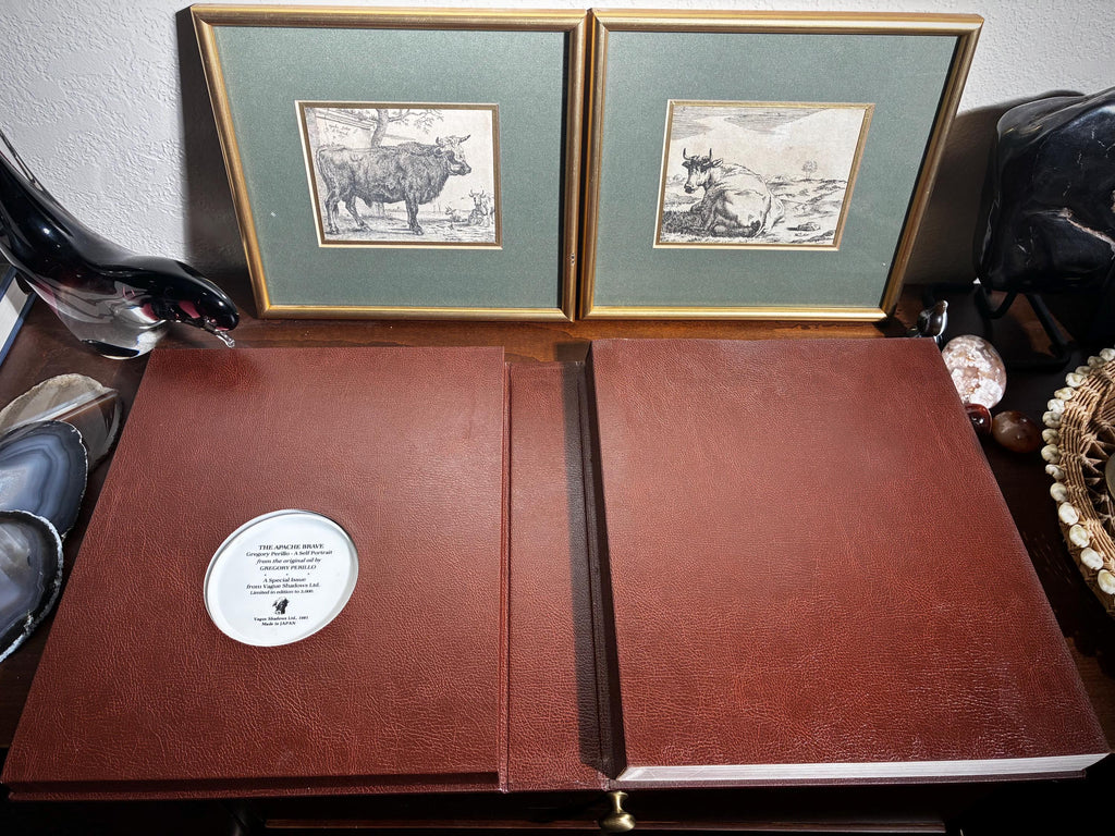 Vintage Perillo Leather Bound Native American Coffee Table Art Portfolio Book 1980s Collector Volume