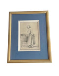 Signed H.E. Bernard Antique Breton Woman Drawing European Genre Study Framed