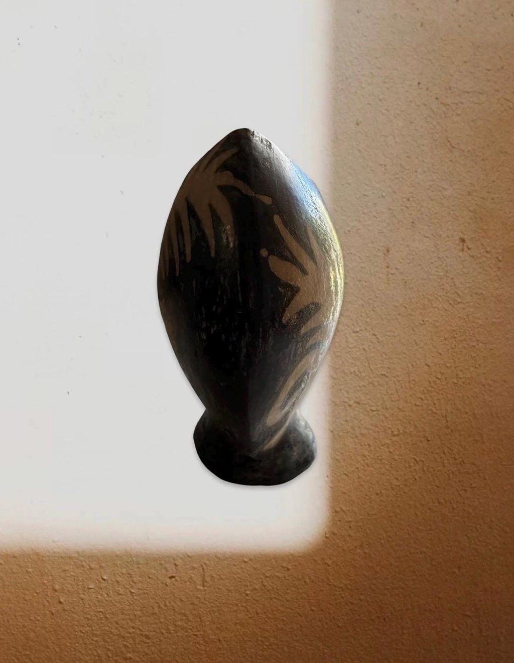 Handcrafted Ceramic Palm Motif Vessel | Lencan Style Sculptural Vase, Organic Modern Decor