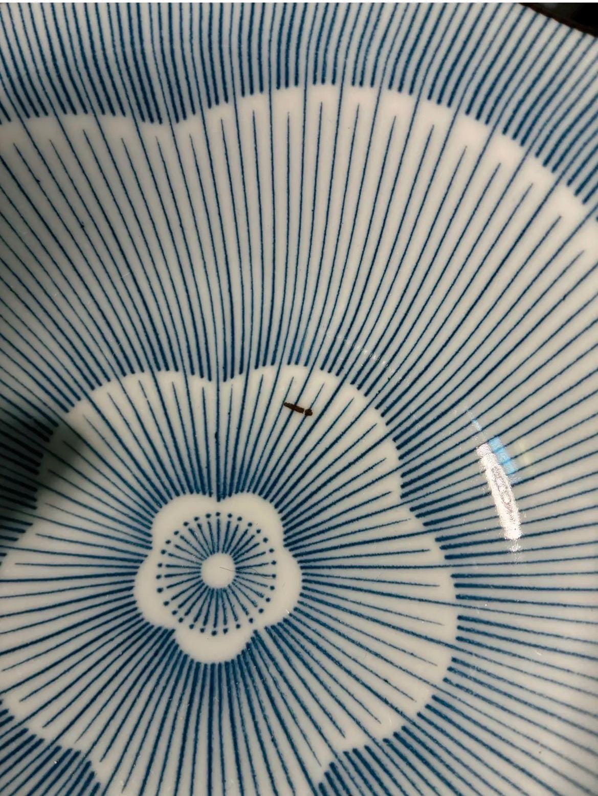 Set of 5 Japanese Porcelain Bowls | Blue Floral Scalloped Serving Tableware