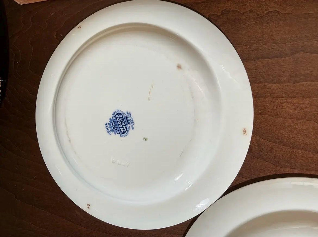 Set of 6 Wood & Sons Kenya Plates | Blue White English Transferware Tableware