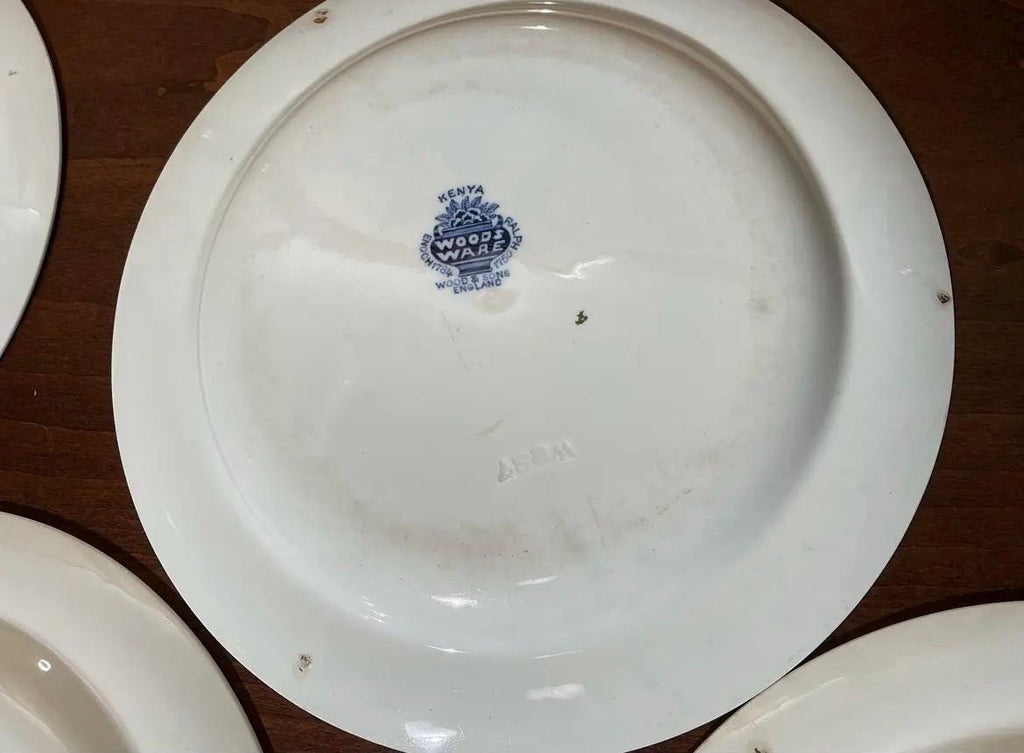 Set of 6 Wood & Sons Kenya Plates | Blue White English Transferware Tableware