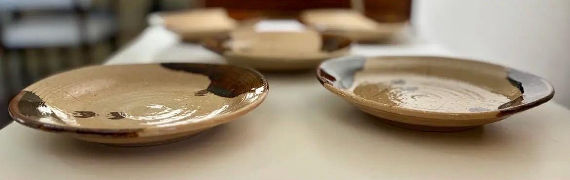 Japanese Signed Studio Pottery Plates | Stoneware Bird Motif | Set of 5