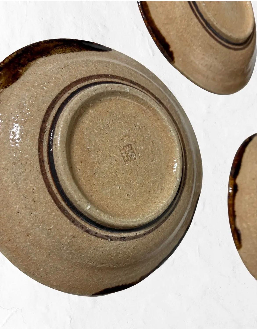 Japanese Signed Studio Pottery Plates | Stoneware Bird Motif | Set of 5