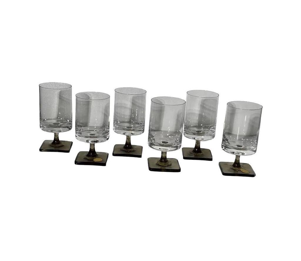 Rosenthal Germany Studio Linie Linear Smoke Crystal Glasses MCM Barware Set - 12