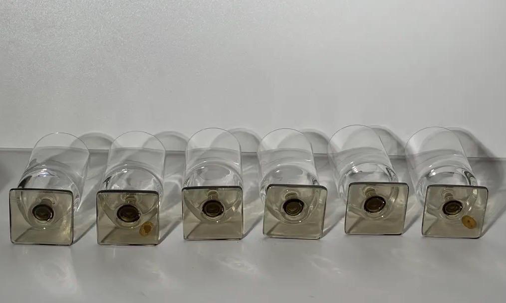 Rosenthal Germany Studio Linie Linear Smoke Crystal Glasses MCM Barware Set - 12