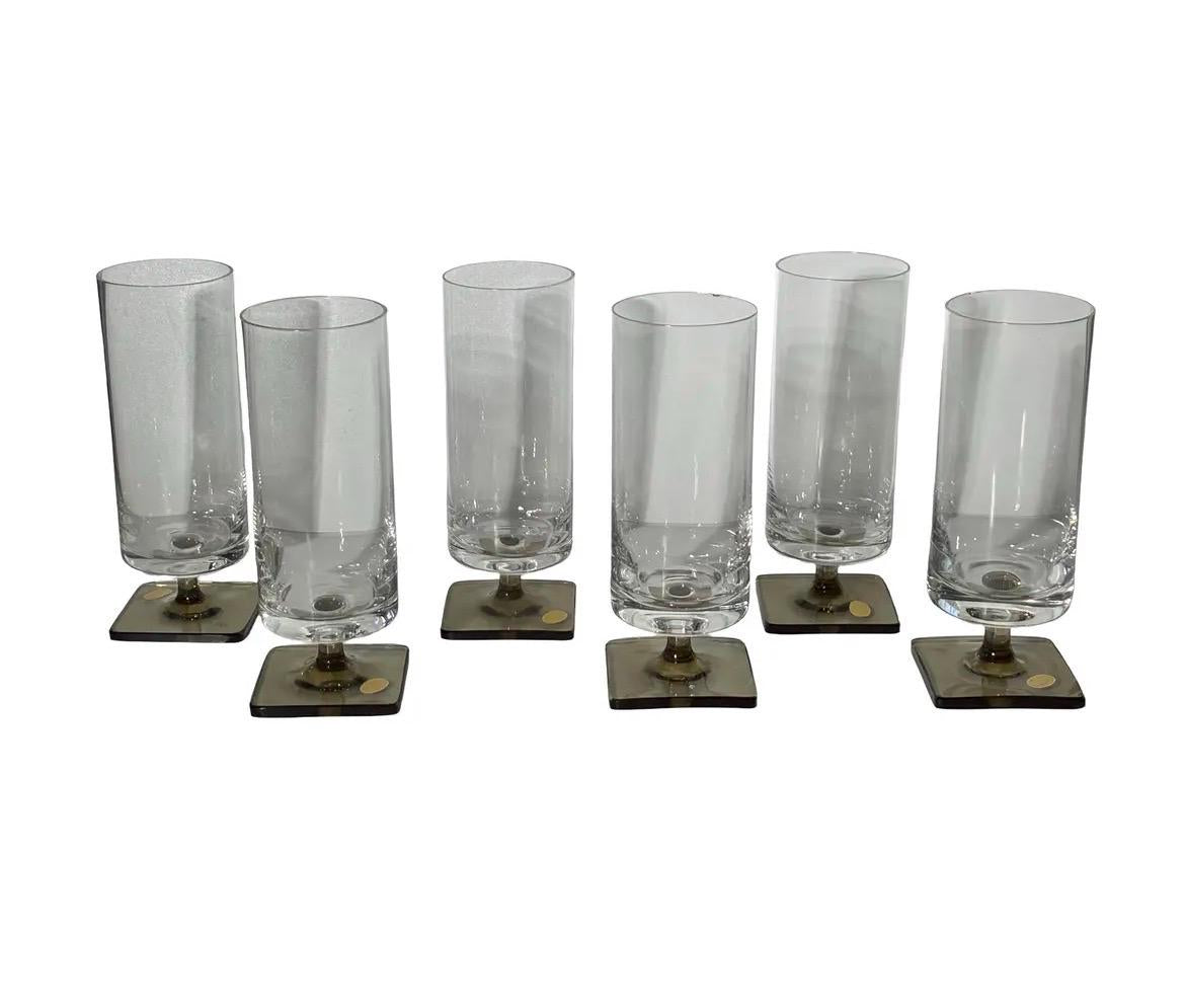 Rosenthal Germany Studio Linie Linear Smoke Crystal Glasses MCM Barware Set - 12