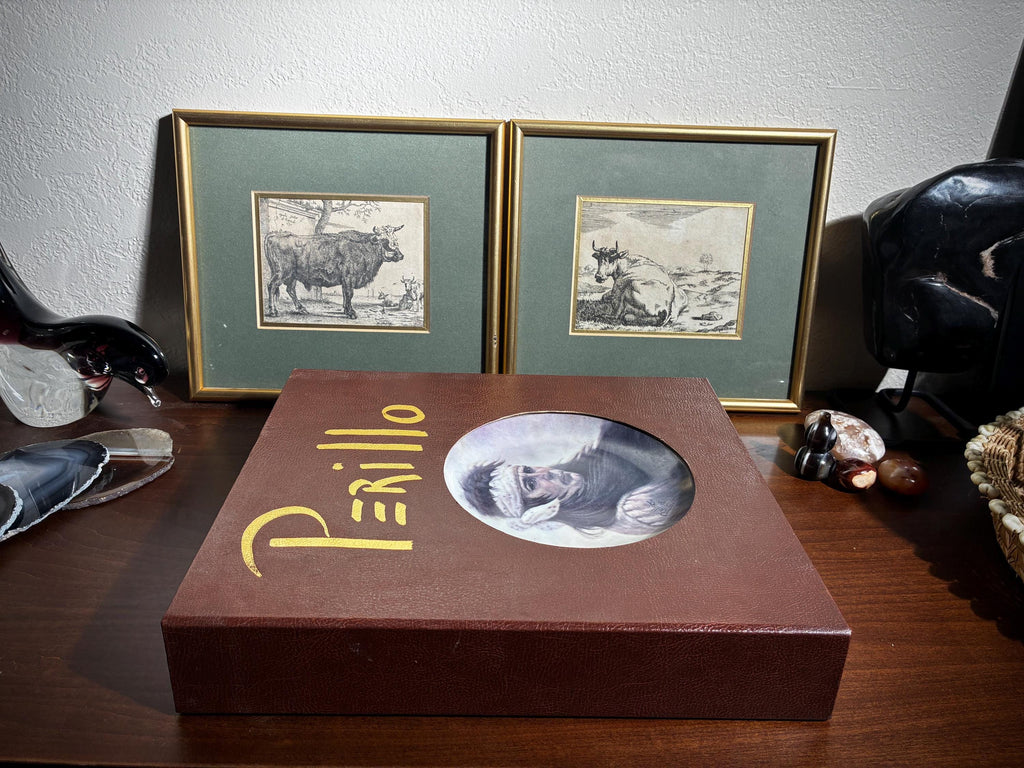 Vintage Perillo Leather Bound Native American Coffee Table Art Portfolio Book 1980s Collector Volume