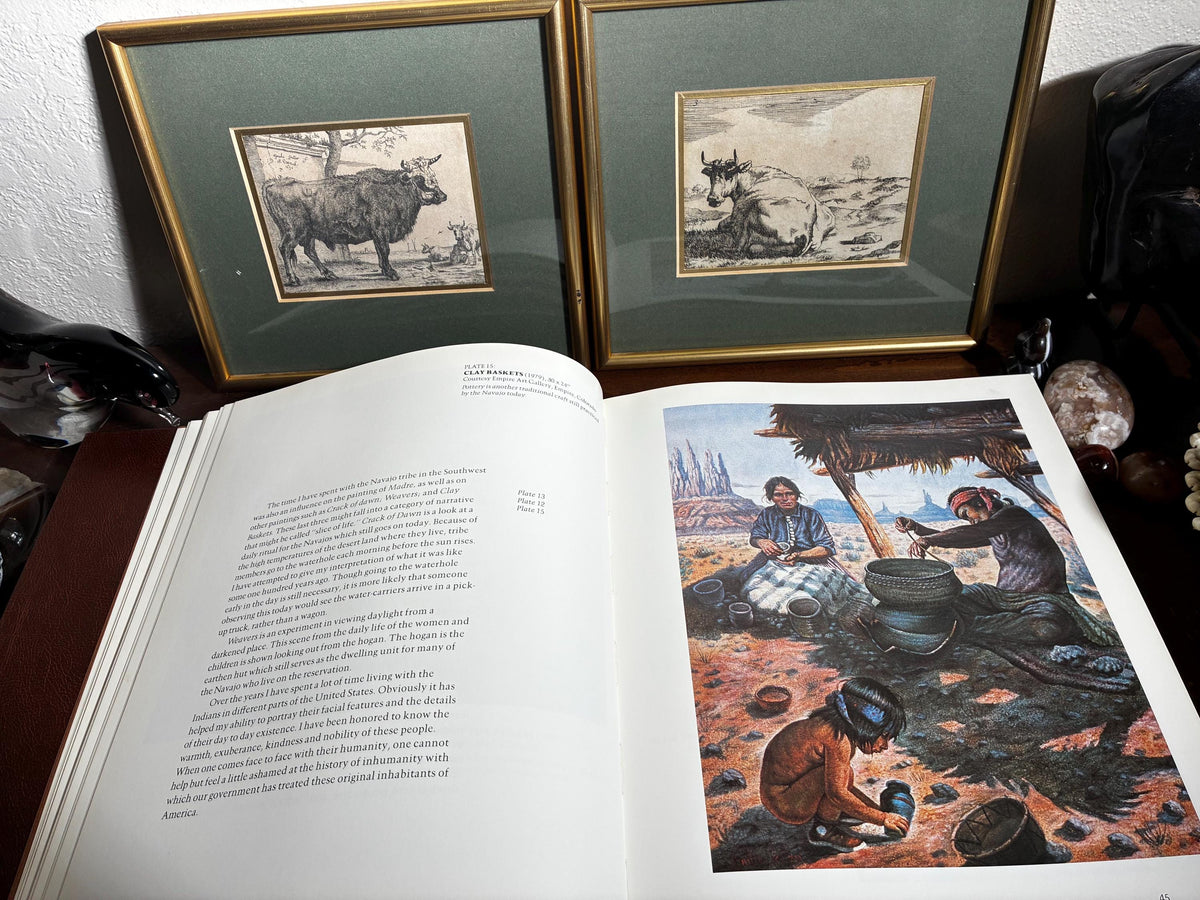 Vintage Perillo Leather Bound Native American Coffee Table Art Portfolio Book 1980s Collector Volume