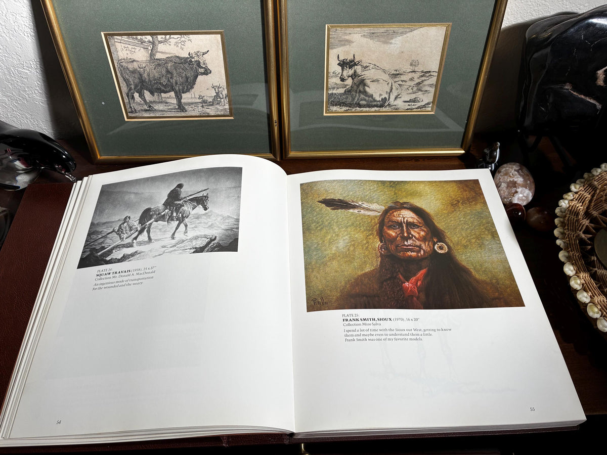 Vintage Perillo Leather Bound Native American Coffee Table Art Portfolio Book 1980s Collector Volume
