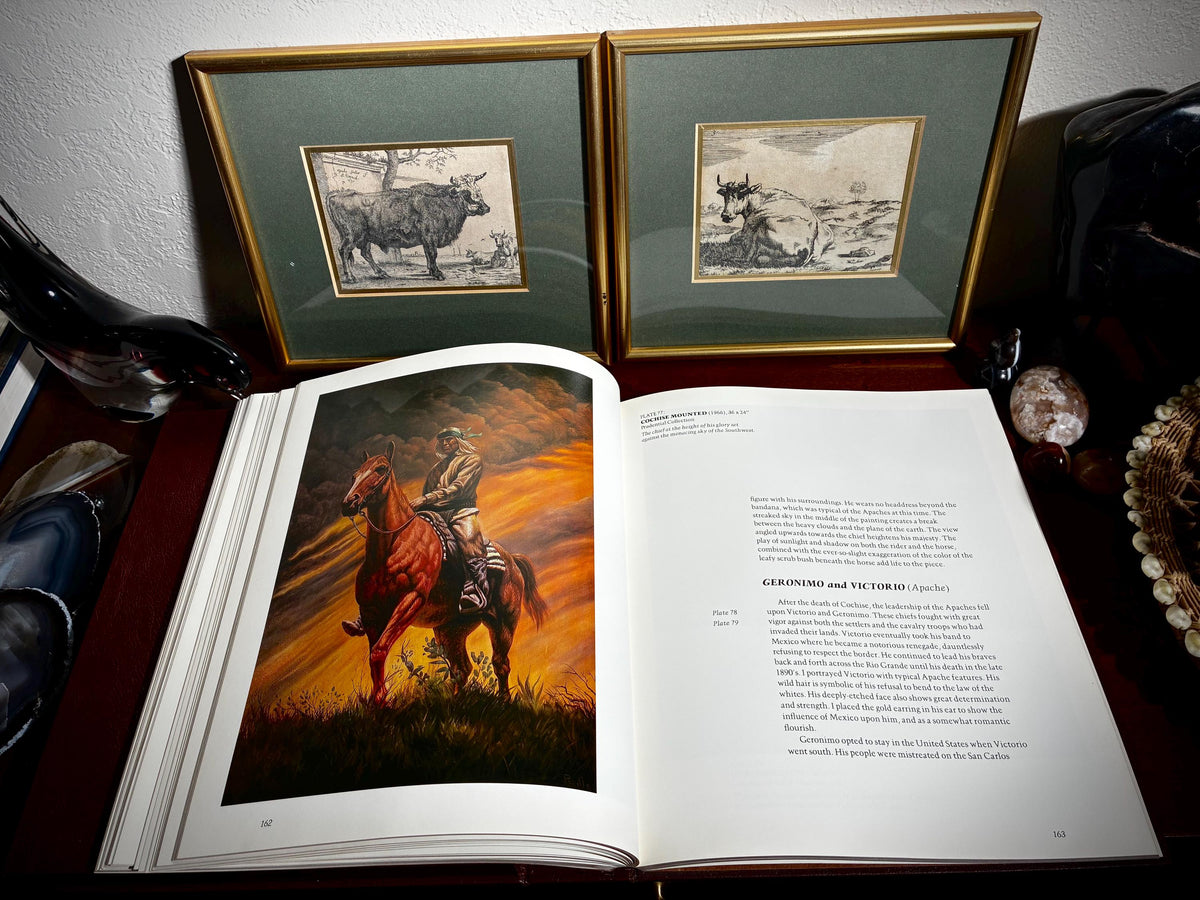 Vintage Perillo Leather Bound Native American Coffee Table Art Portfolio Book 1980s Collector Volume