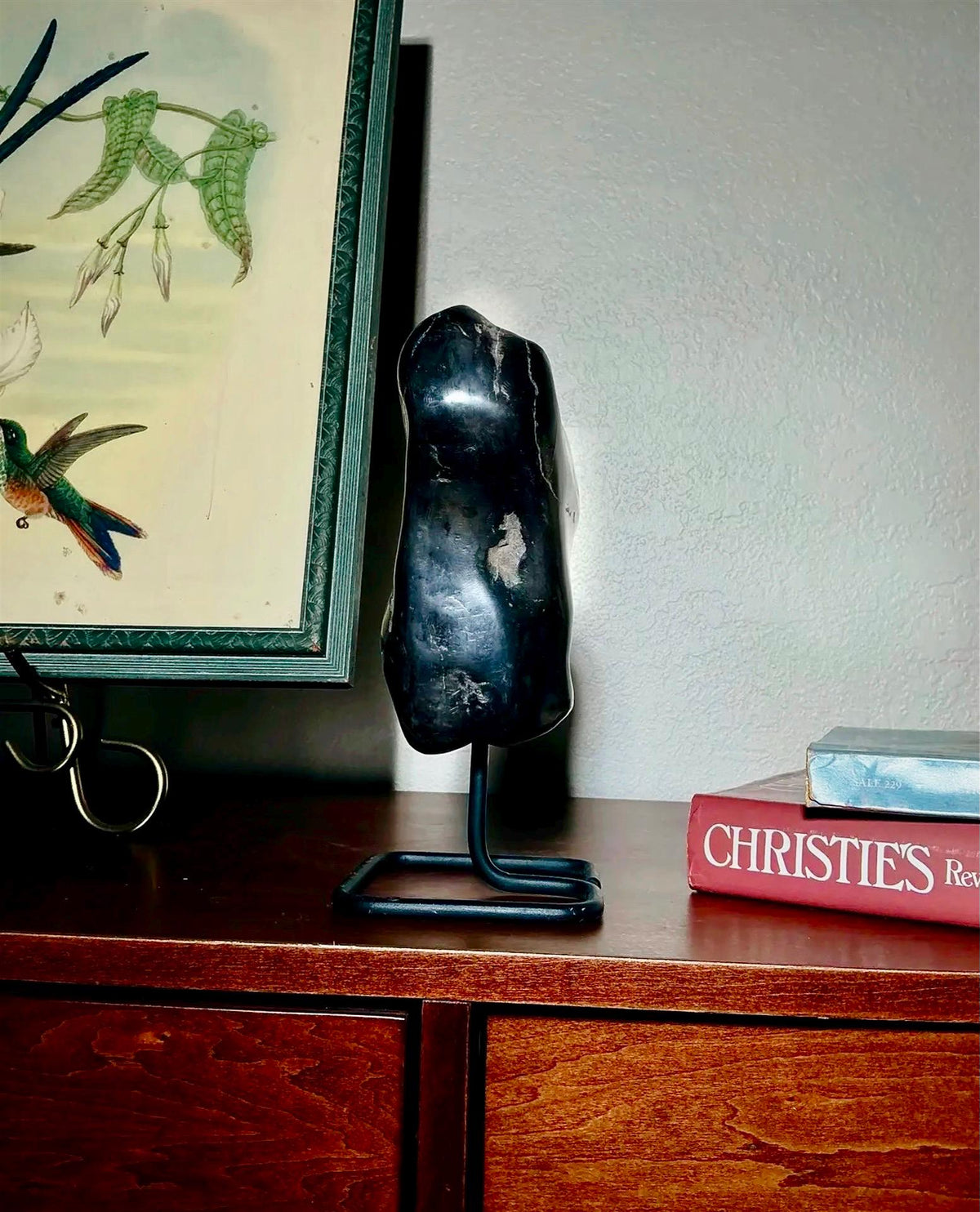 Vintage Petrified Wood Specimen on Metal Stand | Organic Modern Natural Stone Sculpture