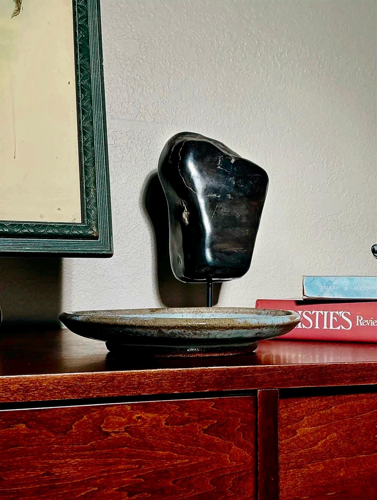 Vintage Petrified Wood Specimen on Metal Stand | Organic Modern Natural Stone Sculpture