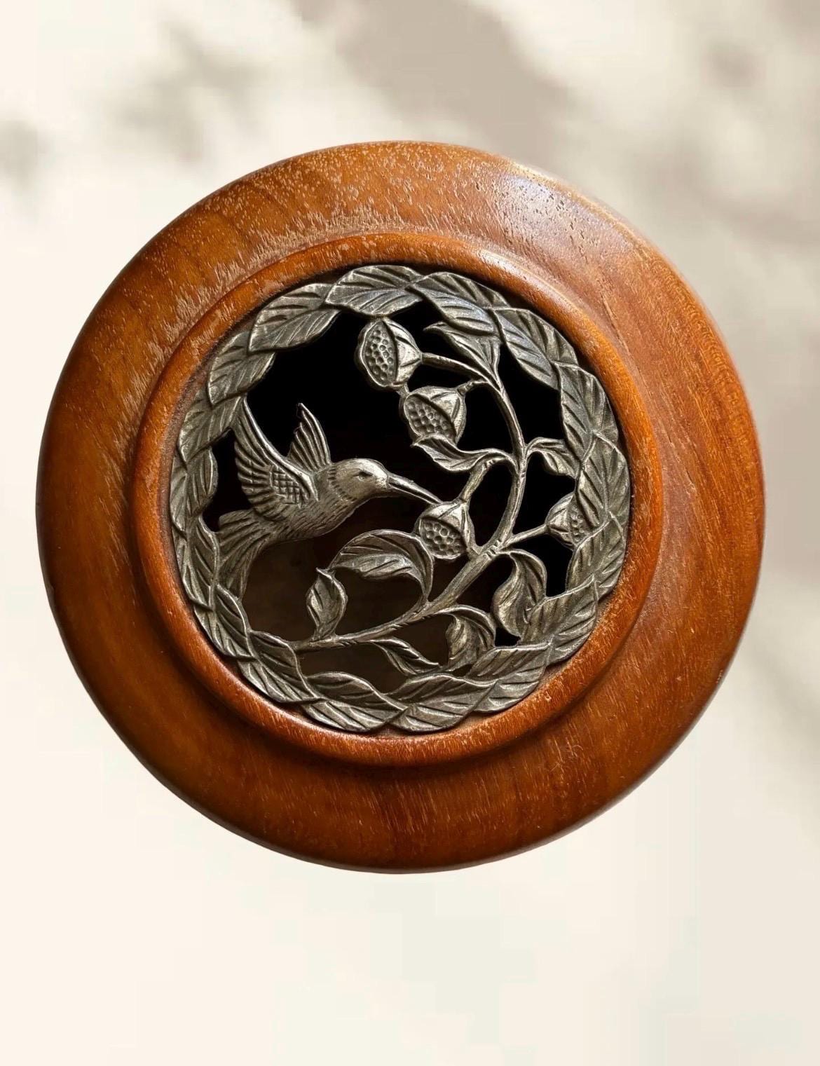 Signed Jerry W. Ward Handcrafted Wooden Hummingbird Box | Rustic Louisiana Folk Art Trinket Box