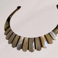 Vintage Mother of Pearl Inlay Collar Necklace | Gold Tone Sculptural Bib Choker