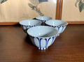 Vintage Japanese Footed Rice Bowls Set of 4 | Hand Painted Cobalt Lotus Arita Porcelain