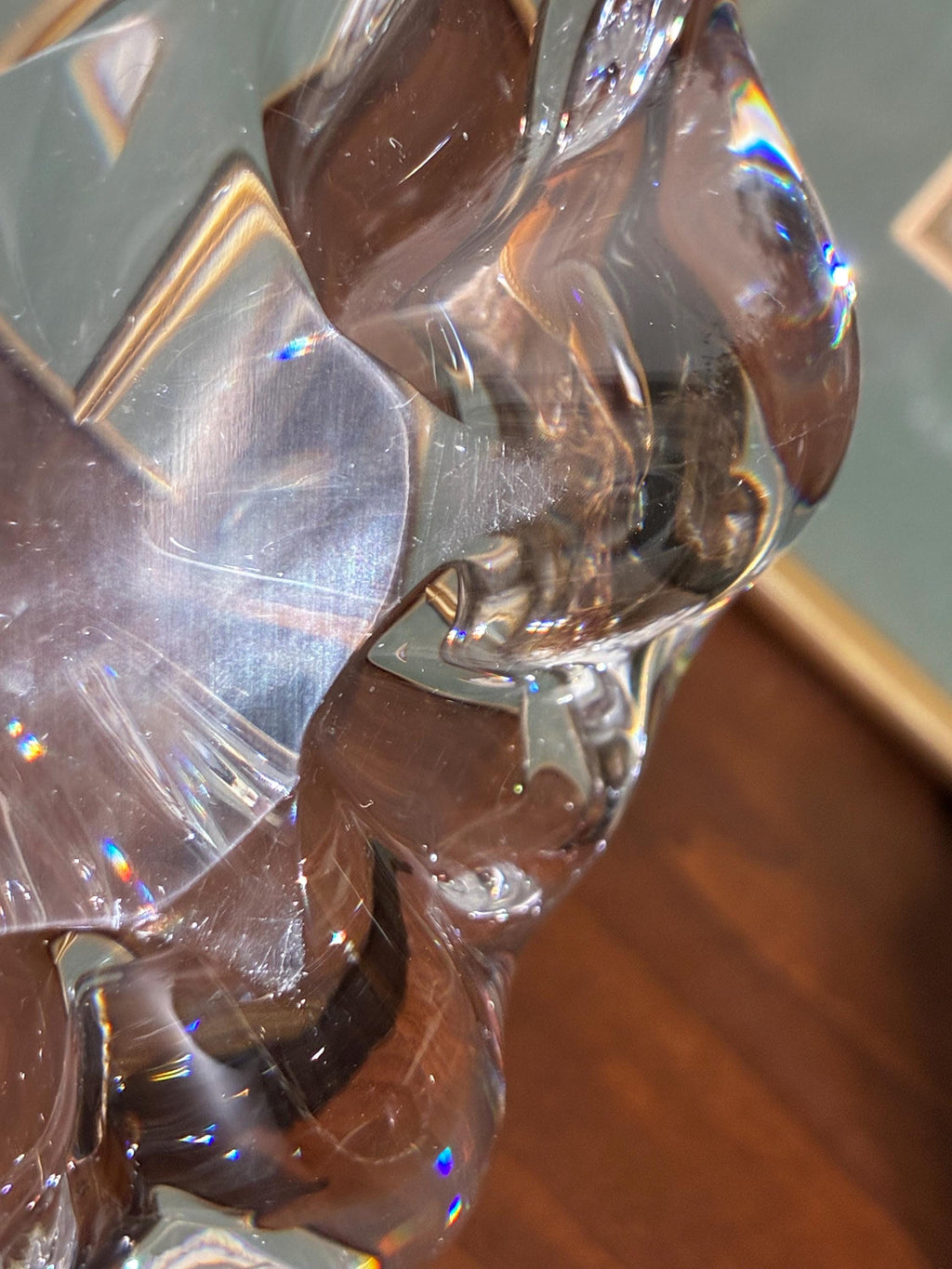 Orrefors Crystal Freeform Bowl: Signed Scandinavian Art Glass Centerpiece