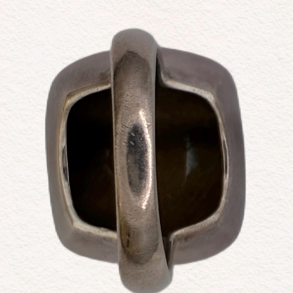 Vintage Sterling Silver Tigers Eye Statement Ring | Modernist Artisan Cocktail Ring | Size 7