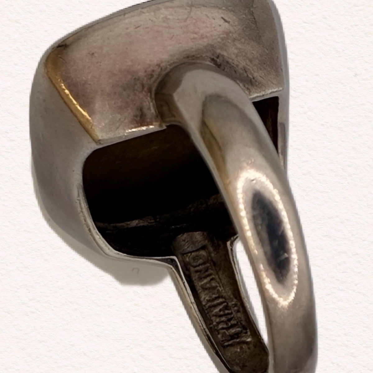 Vintage Sterling Silver Tigers Eye Statement Ring | Modernist Artisan Cocktail Ring | Size 7