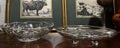 Floral Silver Overlay Pedestal Bowl & Footed Tray | Glass MCM Set
