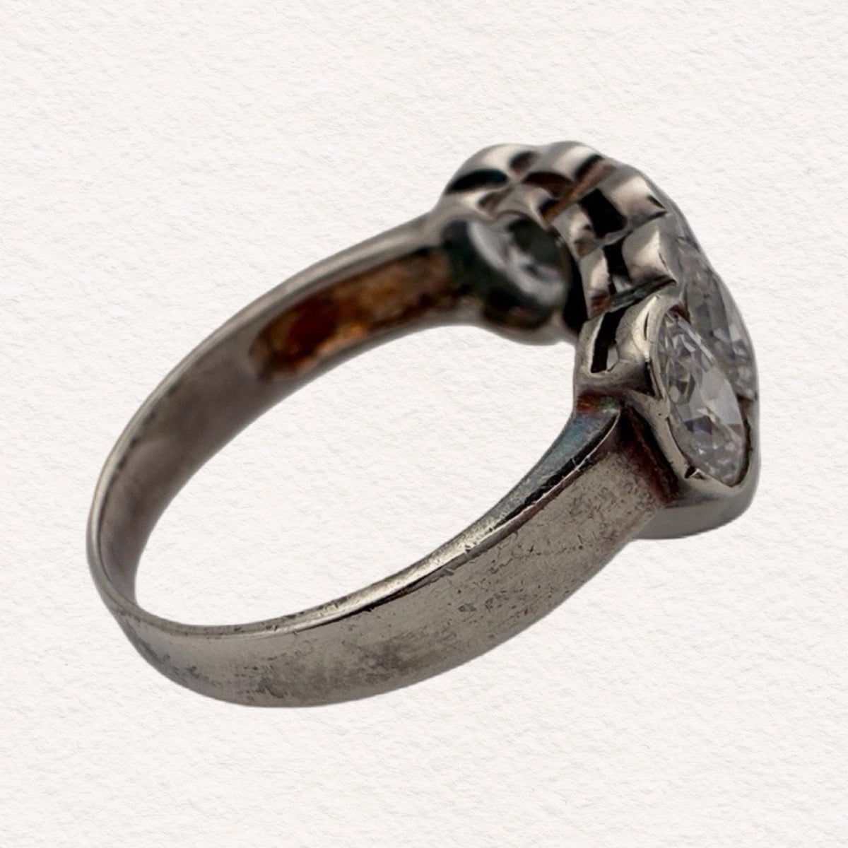 Vintage Sterling Silver Five Oval Stone CZ Ring | Stackable 925 Half Eternity Band