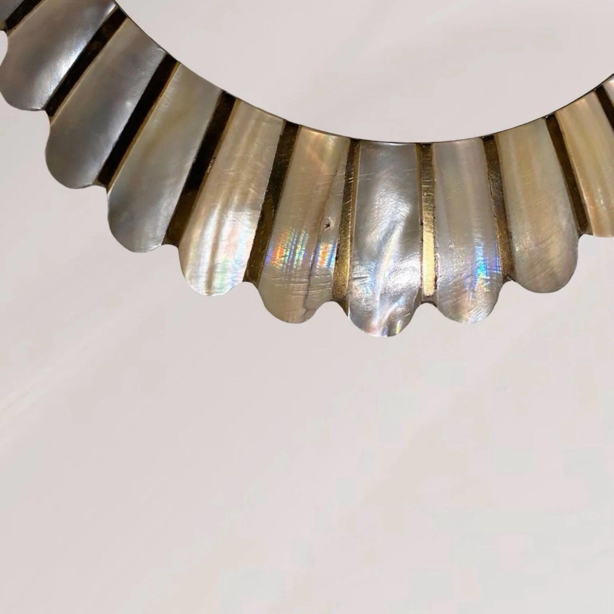Vintage Mother of Pearl Inlay Collar Necklace | Gold Tone Sculptural Bib Choker