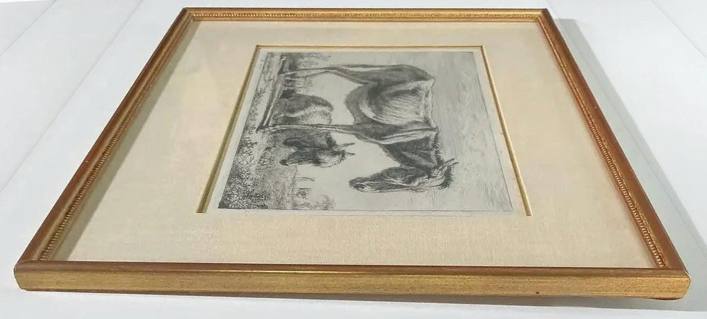 Jean-Jacques de Boissieu 1797 Jenny With Its Foal Antique French Engraving