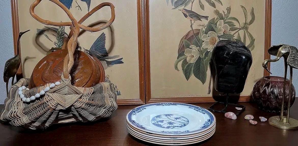 Set of 6 Wood & Sons Kenya Plates | Blue White English Transferware Tableware