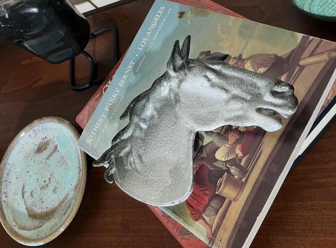 Sculptural Horse Head Dish | Vintage Equestrian Decor | Cast Iron Tray