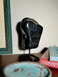 Vintage Petrified Wood Specimen on Metal Stand | Organic Modern Natural Stone Sculpture