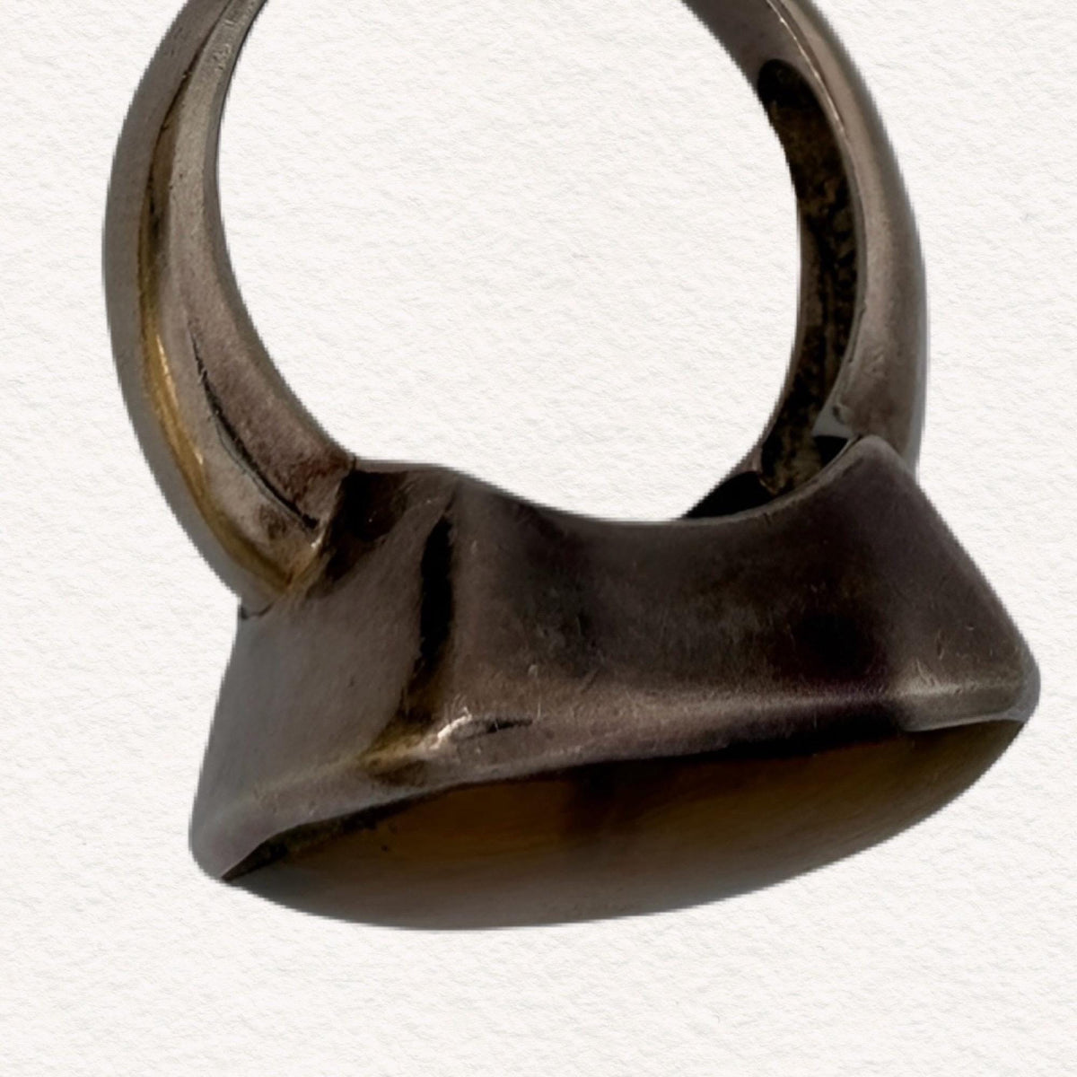 Vintage Sterling Silver Tigers Eye Statement Ring | Modernist Artisan Cocktail Ring | Size 7