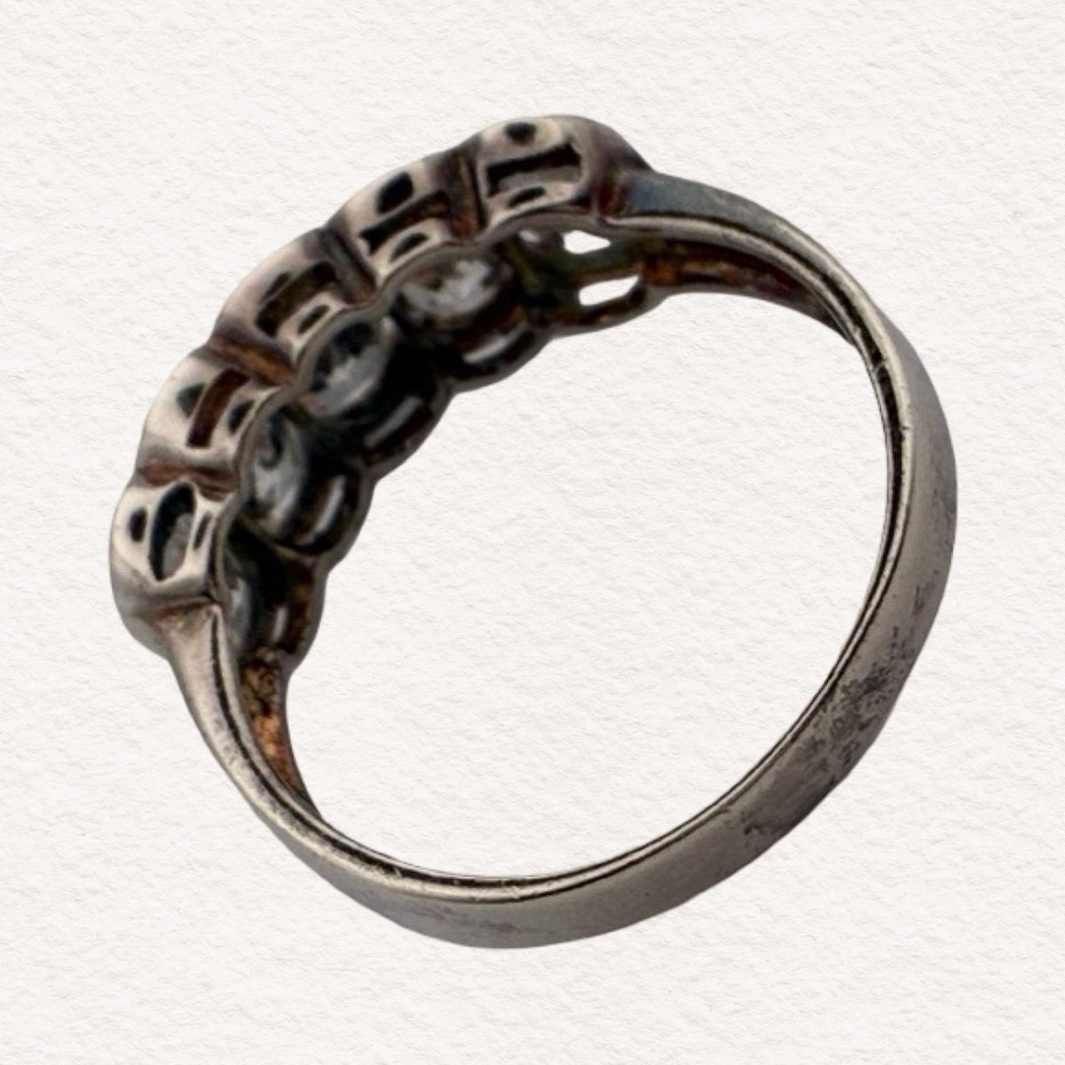 Vintage Sterling Silver Five Oval Stone CZ Ring | Stackable 925 Half Eternity Band