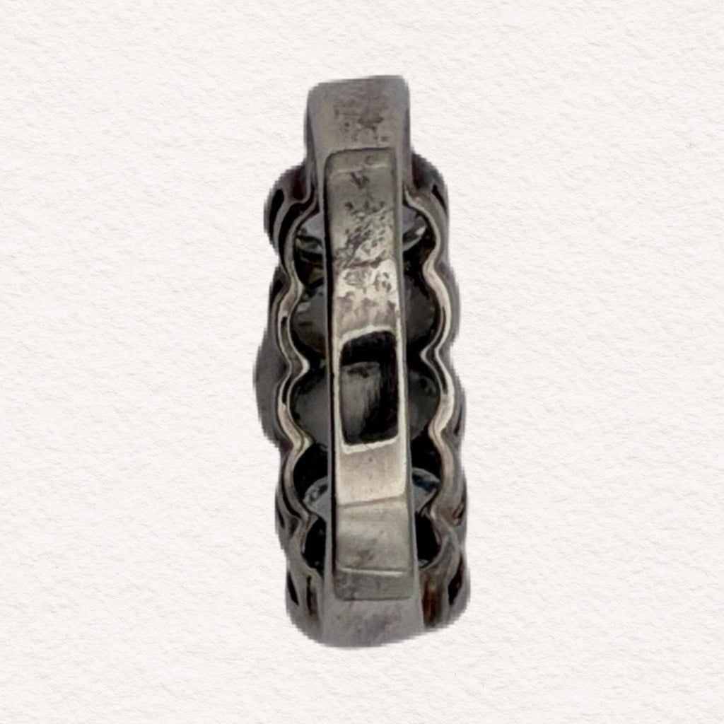 Vintage Sterling Silver Five Oval Stone CZ Ring | Stackable 925 Half Eternity Band