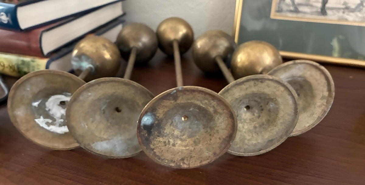 Vintage Solid Brass Graduated Candle Holders Set | Mid Century Modern Sculptural Candlesticks