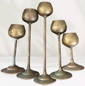 Vintage Solid Brass Graduated Candle Holders Set | Mid Century Modern Sculptural Candlesticks